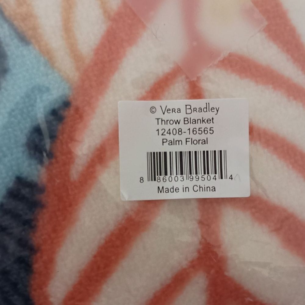 Vera Bradley Fleece Throw Blanket Palm Floral 80x50 NEW Mod Flowers Tropical - Picture 8 of 12